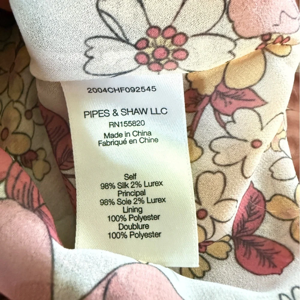 VERONICA BEARD Dakota Dress in Floral Multi Silk Ruched V- Neck Size 2